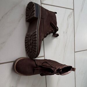 Brown Lace-Up Ankle Boots